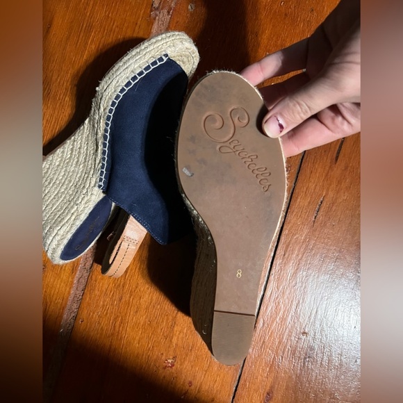 Seychelles 8 women’s wedge high heels blue suede leather buckle - Picture 5 of 12